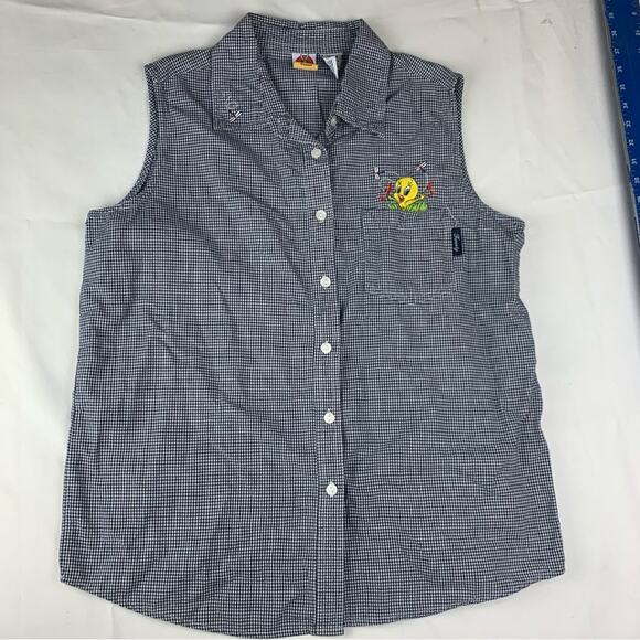 Warner Bros. women's 1x 14 16  Looney Tunes vintage Checkered Shirt Tweety bird - Picture 7 of 10